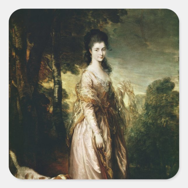 Thomas Gainsborough |Portrait of Mrs. Lowndes-Ston Square Sticker (Front)