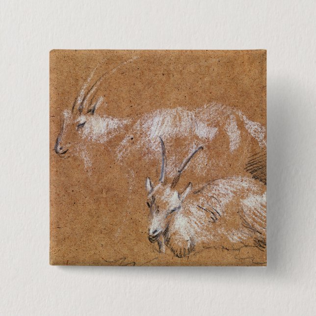 Thomas Gainsborough | Study of Goats (drawing) 15 Cm Square Badge (Front)