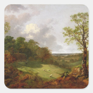 Thomas Gainsborough Wooded Landscape with a Cott Square Sticker