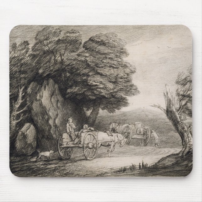 Thomas Gainsborough | Wooded Landscape with Carts Mouse Pad (Front)