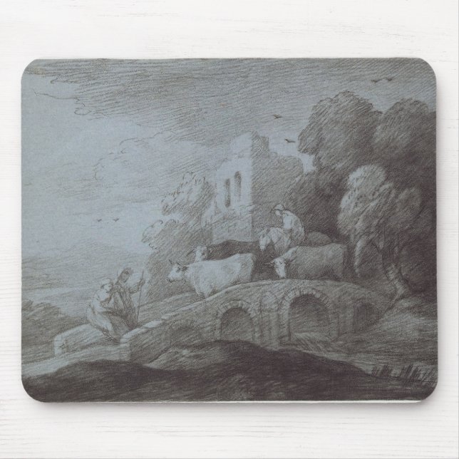 Thomas Gainsborough | Wooded Landscape with Herdsm Mouse Pad (Front)