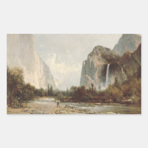 Thomas Hill - Yosemite, Bridal Veil Falls Rectangular Sticker