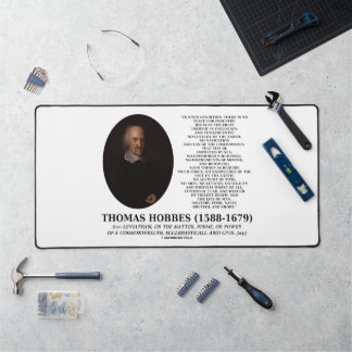 Thomas Hobbes Leviathan Man Solitary Poor Quote Desk Mat