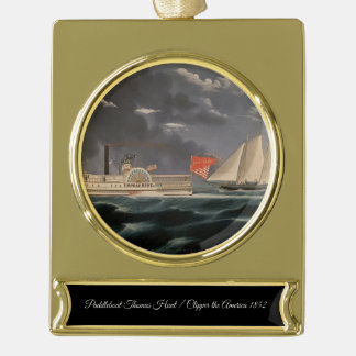 Thomas Hunt and the America 1852 Gold Plated Banner Ornament