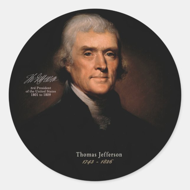 Thomas Jefferson Classic Round Sticker (Front)