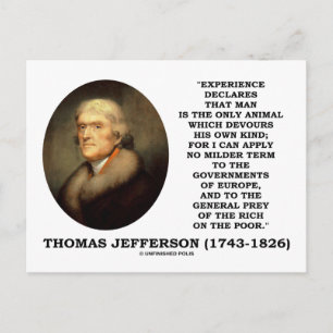 Thomas Jefferson Experience Man Devours Own Kind Postcard