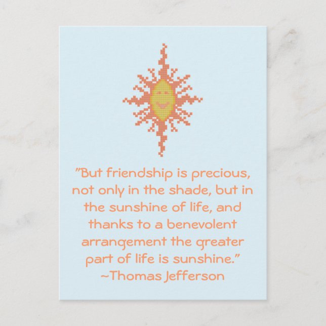 Thomas Jefferson Friendship Quote Postcard (Front)