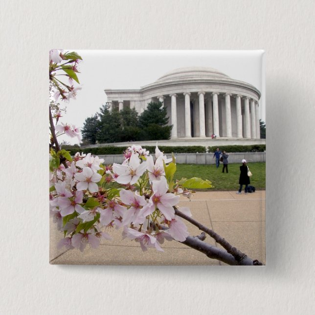 Thomas Jefferson Memorial with cherry blossoms 15 Cm Square Badge (Front)