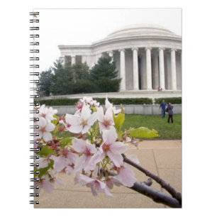 Thomas Jefferson Memorial with cherry blossoms Spiral Notebook