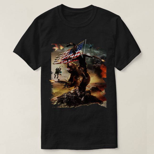 Thomas Jefferson Riding Bear T-Shirt (Design Front)