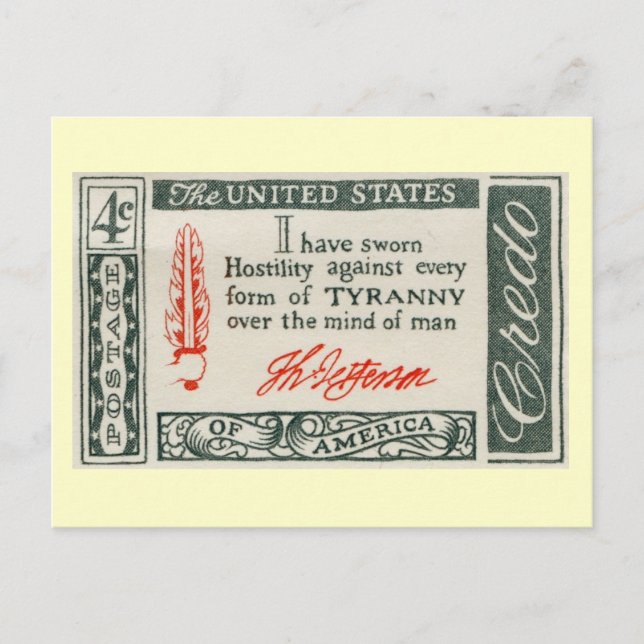Thomas Jefferson Tyranny Vintage Postcard (Front)