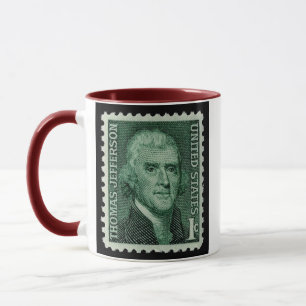 Thomas Jefferson Vintage Stamp on Mug Collectable