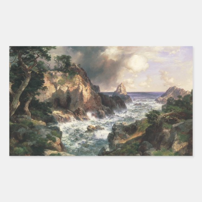 Thomas Moran - Point Lobos, Monterey, California Rectangular Sticker (Front)