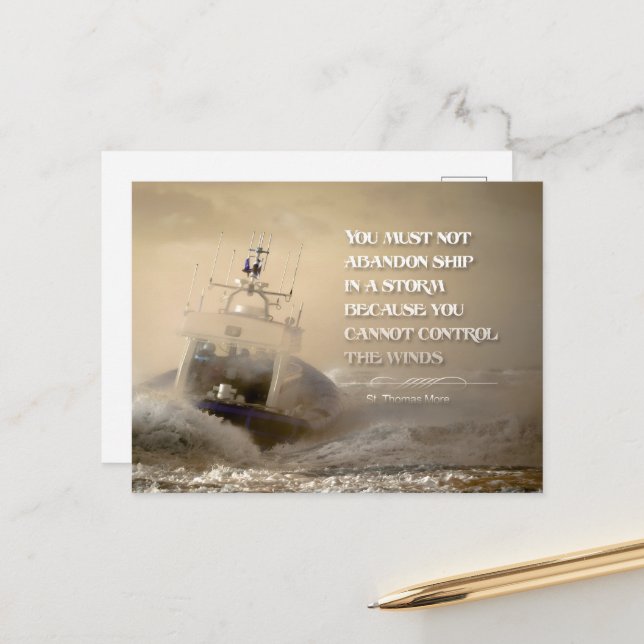 Thomas More Inspirational Quote "Control Winds" Postcard (Front/Back In Situ)