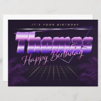 Thomas Name First name lila retro card Birthday