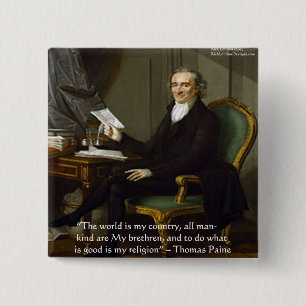 Thomas Paine "My Brethren" Quote Gifts & Cards 15 Cm Square Badge