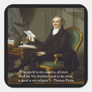 Thomas Paine "My Brethren" Quote Gifts & Cards Square Sticker