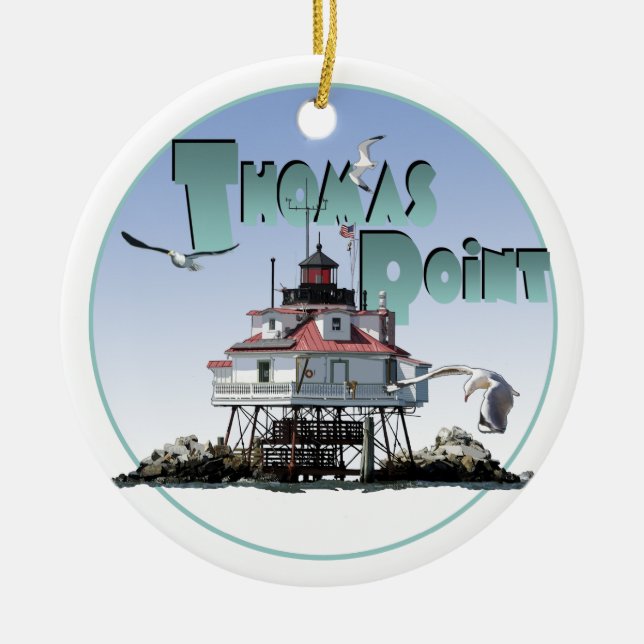 Thomas Point Lighthouse Ceramic Tree Decoration (Front)