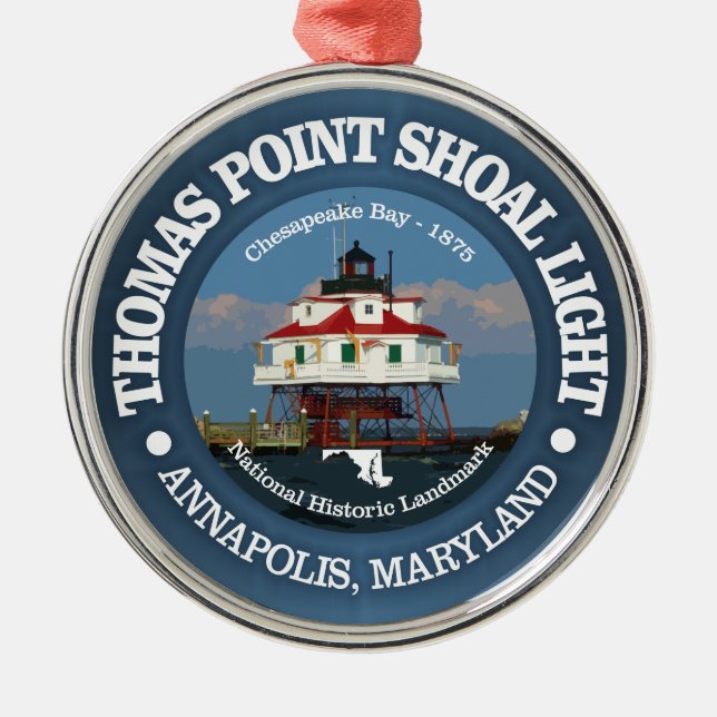 Thomas Point Shoal Light Metal Tree Decoration (Front)