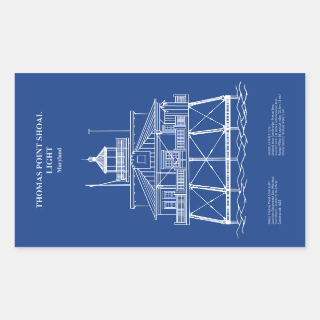 Thomas Point Shoal Lighthouse - Maryland - AD Rectangular Sticker (Front)