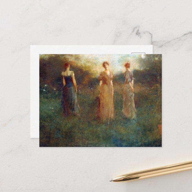 Thomas Wilmer Dewing In the Garden Postcard (Front/Back In Situ)