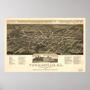 Thomasville Georgia 1885 Antique Panoramic Map Poster