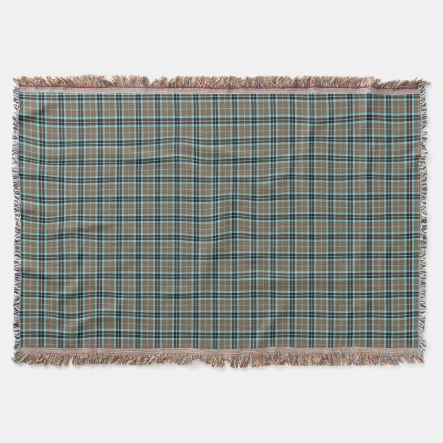 Thompson Clan Brown and Blue Hunting Tartan Throw Blanket (Front)