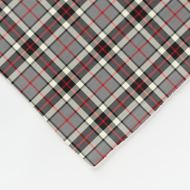 Thompson Clan Grey, Black, and Red Dress Tartan Fleece Blanket (Corner)