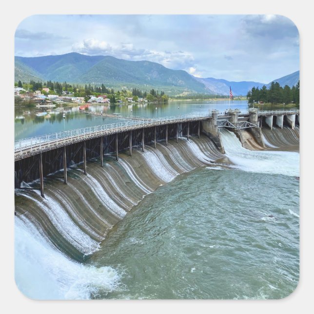 Thompson Falls Dam Square Sticker (Front)