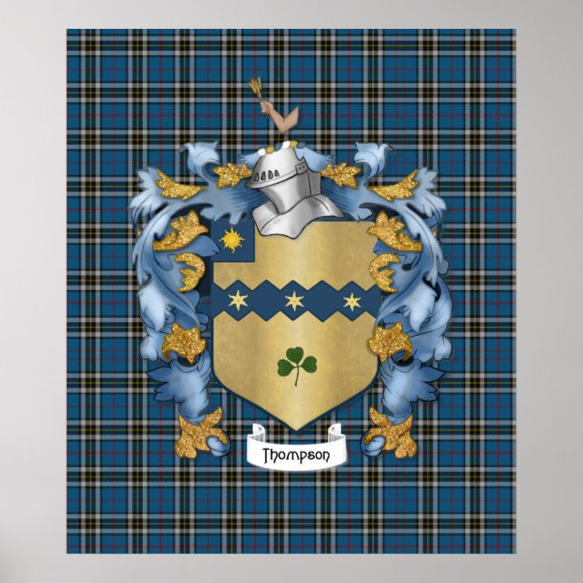 Thompson Family (Irish) Coat of Arms Poster (Front)