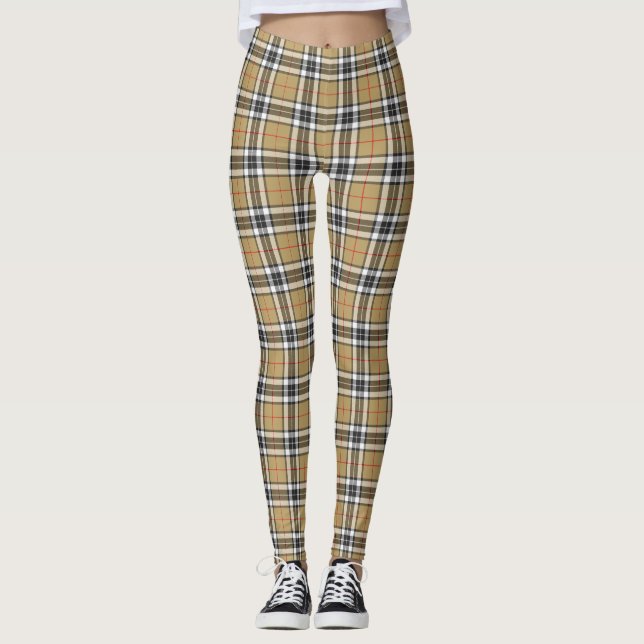 Thomson Camel Tartan Plaid Pattern Family Smaller Leggings (Front)