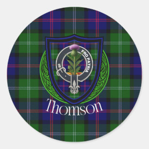Thomson Scottish Clan Tartan & Crest Classic Round Sticker