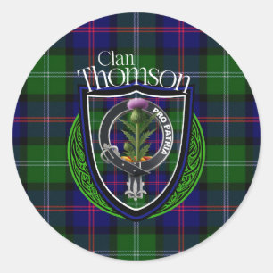Thomson Scottish Clan Tartan & Crest Classic Round Sticker