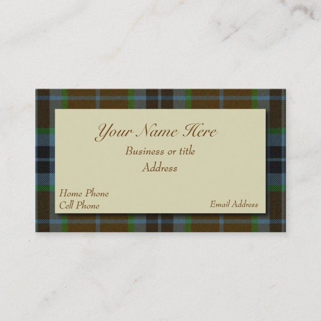 Thomson Scottish Tartan Plaid Business Card (Front)