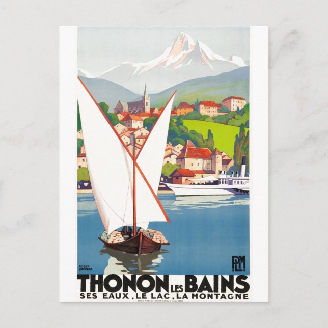 Thonon Les Bains French Travel Advertisement Postcard (Front)