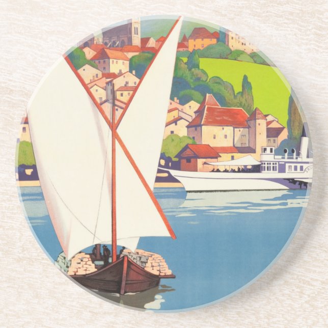Thonon Les Bains French Travel Europe Coaster (Front)
