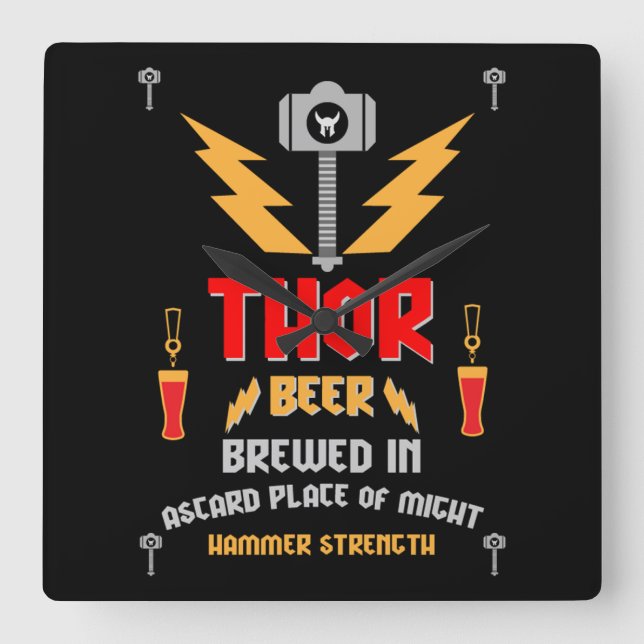 Thor Beer Germanic Paganism Square Wall Clock (Front)