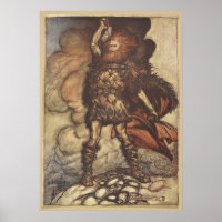 Thor Raises His Hammer Arthur Rackham