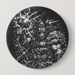 Thor — Storm‑Hammered God of Thunder 10 Cm Round Badge