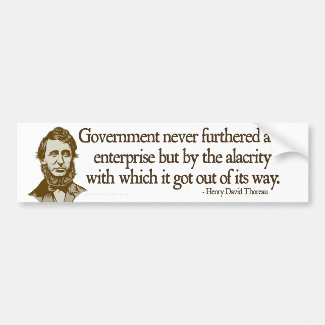 Thoreau Government Bumper Sticker (Front)