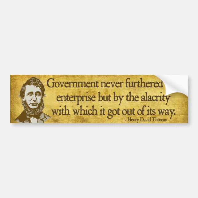 Thoreau Government Bumper Sticker (Front)