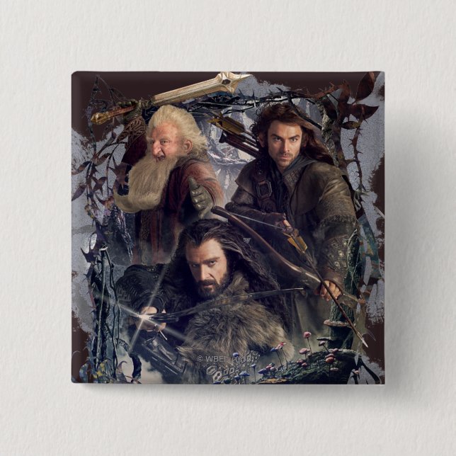Thorin, Kili, and Balin Graphic 15 Cm Square Badge (Front)