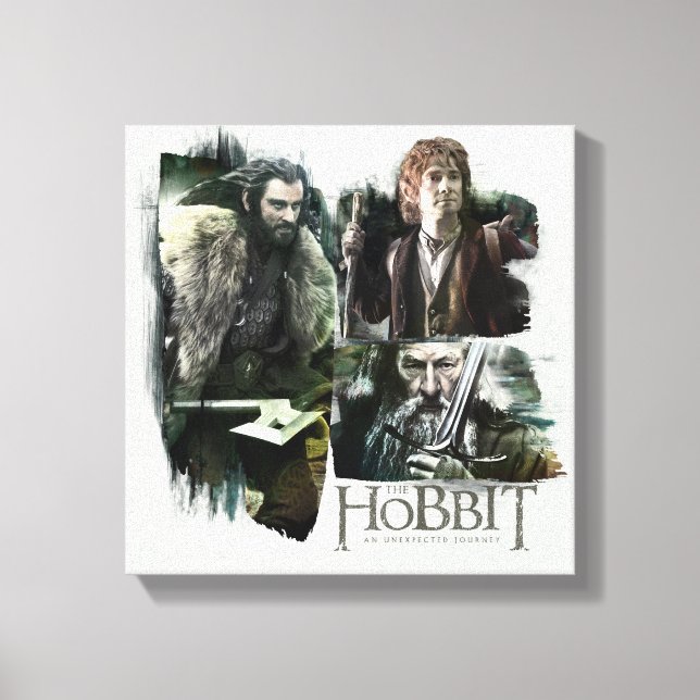THORIN OAKENSHIELD™, BILBO BAGGINS™, & Gandalf Art Canvas Print (Front)