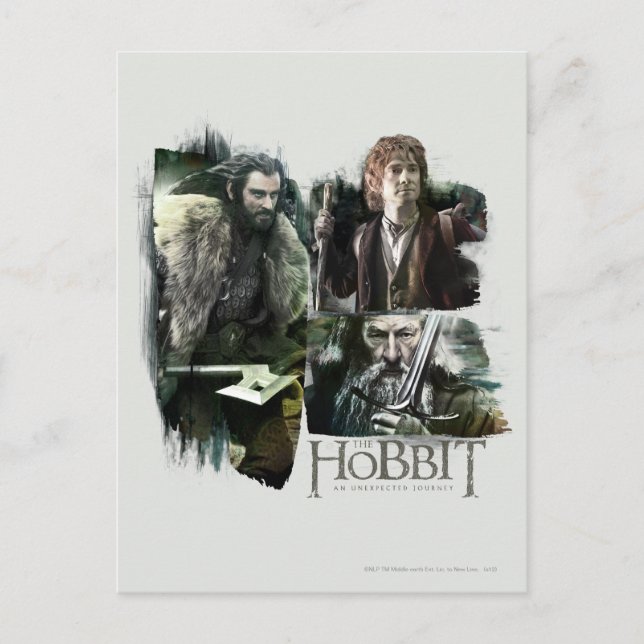 THORIN OAKENSHIELD™, BILBO BAGGINS™, & Gandalf Art Postcard (Front)