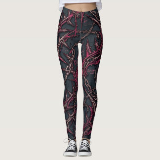 Thorned Briar Grunge: Dark Pink & Copper Organic  Leggings