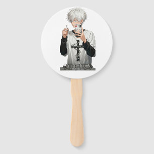 Thorned-Crown Anime Boy Key - Edgy Aesthetic Vinyl Hand Fan