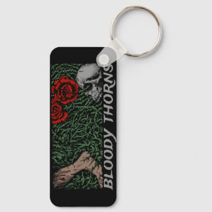 Thorns Skull Roses Feet Mediaeval Coloured Floral Key Ring