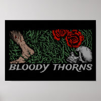 Thorns Skull Roses Feet Mediaeval Coloured Floral