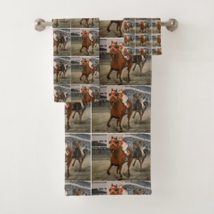 Thoroughbred Champion Wins Horse Race Bath Towel Set