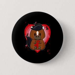 Thoroughbred Horse With Ribbon Heart Disease Aware 6 Cm Round Badge